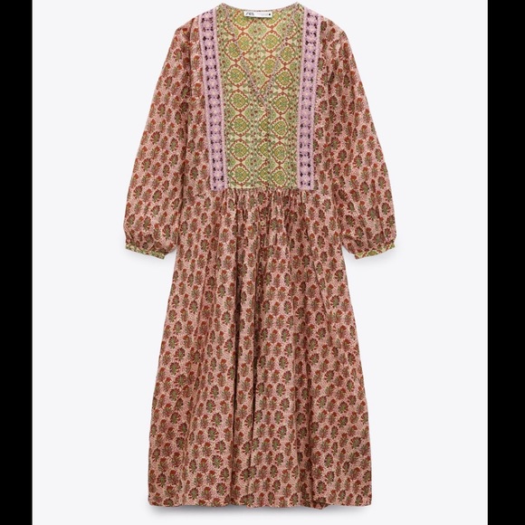 Zara crotchet trim printed dress - Picture 6 of 9